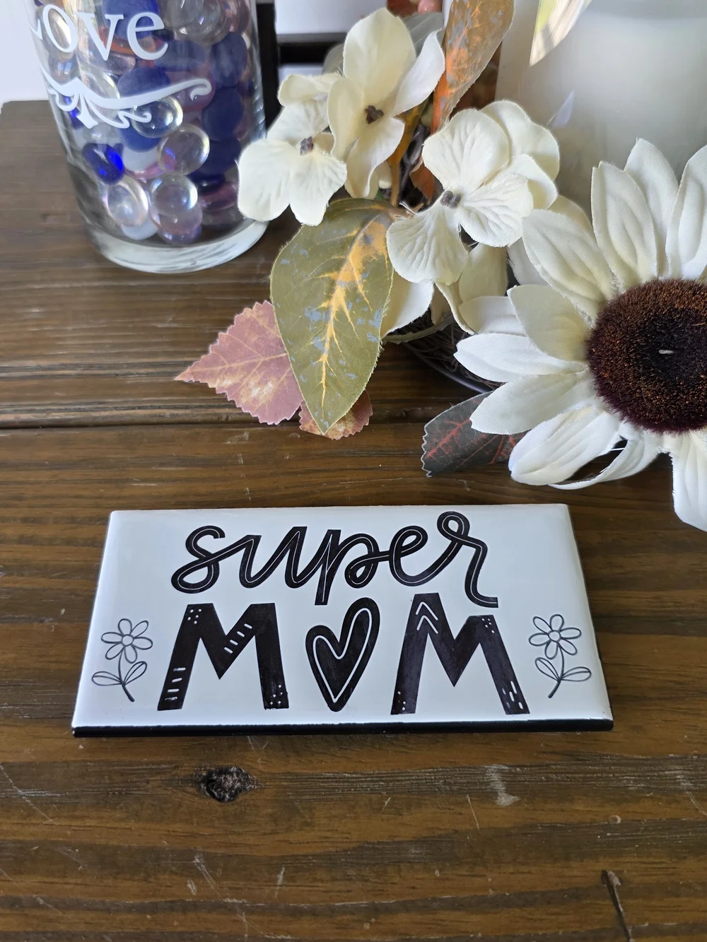 Super Mom Wall Plaque - Black on White - Mother's Day Gift